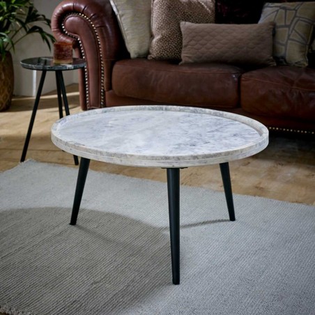 Opal Round Coffee Table with Marble Top Mood shot