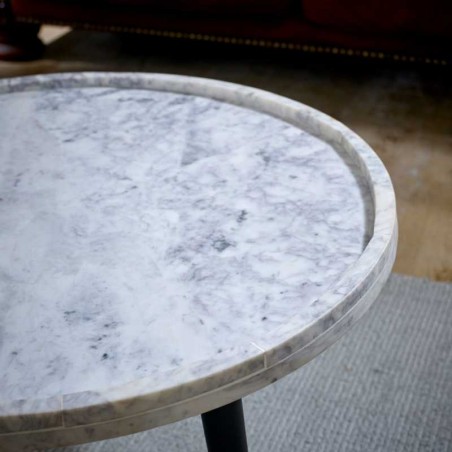 Opal Round Coffee Table with Marble Top Detail