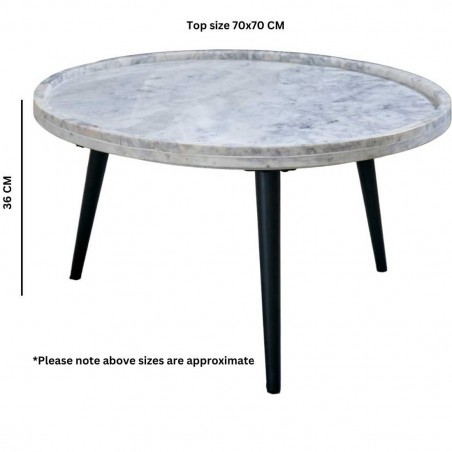 Opal Round Coffee Table with Marble Top Dimensions
