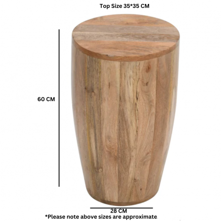 Surrey Mango Wood Drum Side Table Dimensions