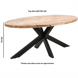 Surrey Mango Wood Oval Dining Table dimensions