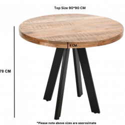 Surrey Mango Wood Round Dining Table Dimensions