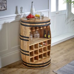 Surrey Mango Wood Barrel Wine Sideboard mood Shot
