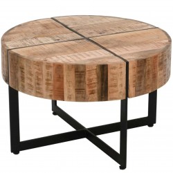 Surrey Mango Wood Round Coffee Table with Metal Legs