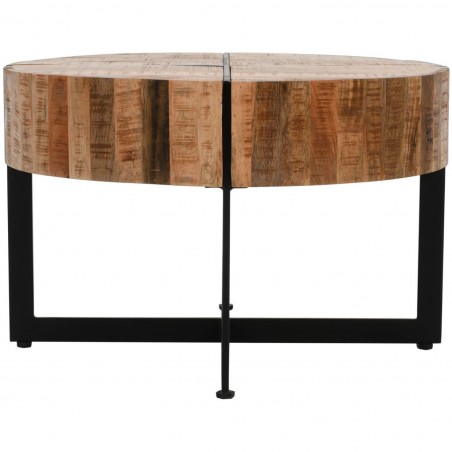 Surrey Mango Wood Round Coffee Table with Metal Legs Side View