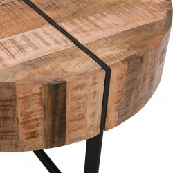 Surrey Mango Wood Round Coffee Table with Metal Legs Top Detail