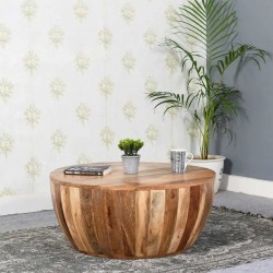 Surrey Mango Wood Drum Style Coffee Table Mood shot