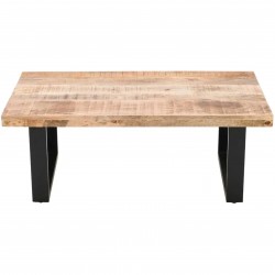 Surrey Mango Wood Rectangular Coffee Table with Metal Legs Front View