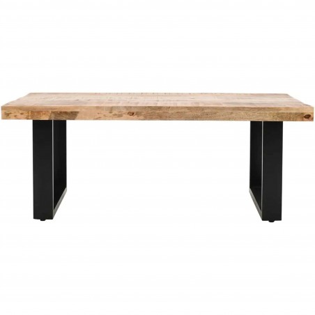Surrey Mango Wood Rectangular Coffee Table with Metal Legs Side View
