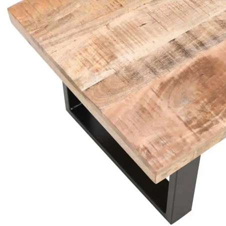 Surrey Mango Wood Rectangular Coffee Table with Metal Legs top detail