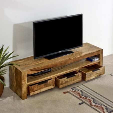 Surrey Mango Wood Three Drawer TV Cabinet Mood Shot