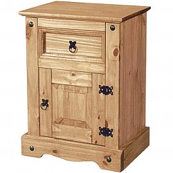 Corona One Door One Drawer Bedside Cabinet Angled View