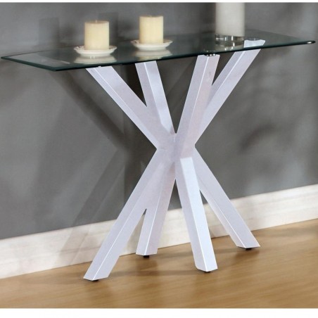 Langley Glass Console Table - White