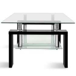 Telford Glass & Gloss Coffee Table - Black Side View