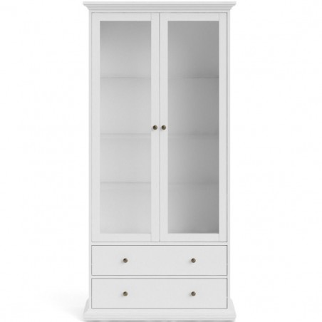 Marlow Two Drawer Two Door Display Cabinet - White Front View