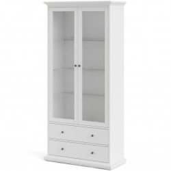 Marlow Two Drawer Two Door Display Cabinet - White Angled view
