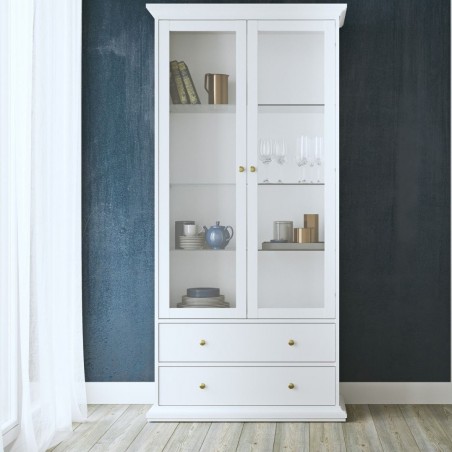 Marlow Two Drawer Two Door Display Cabinet - White Mood Shot