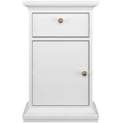 Marlow One Drawer One Door Bedside Cabinet - White Front View