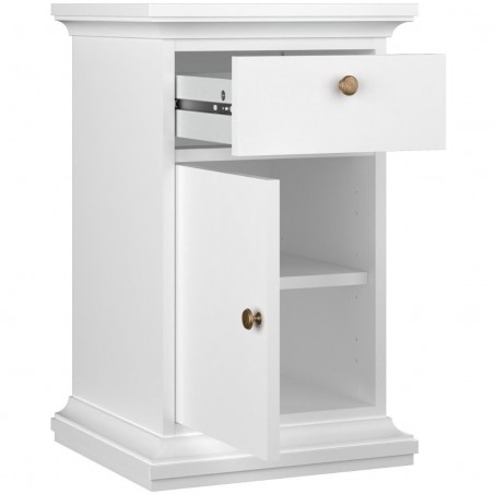 Marlow One Drawer One Door Bedside Cabinet - White Open View