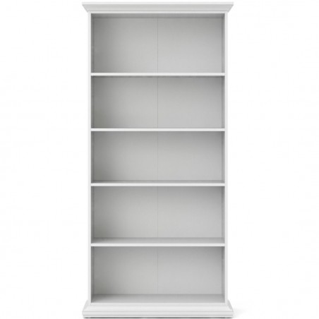 Marlow Tall Four Shelves Bookcase - White Front view