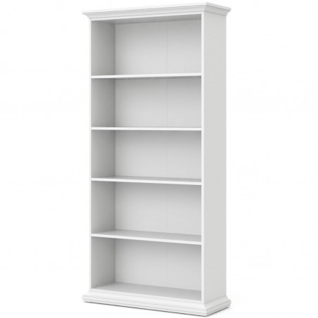 Marlow Tall Four Shelves Bookcase - White Angled View