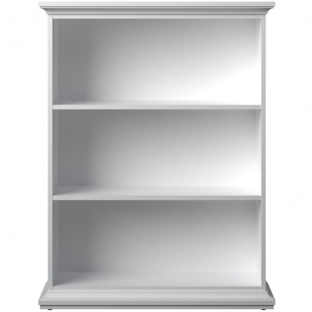 Marlow Low Two Shelves Bookcase - White Front View