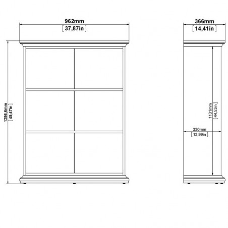 Marlow Low Two Shelves Bookcase - Dimensions 1