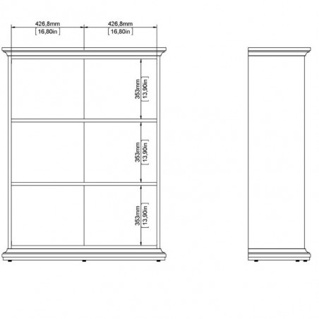 Marlow Low Two Shelves Bookcase - Dimensions 2