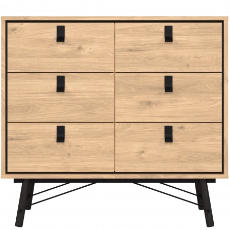 Tula Six Drawer Double Chest - Hickory Oak Front View
