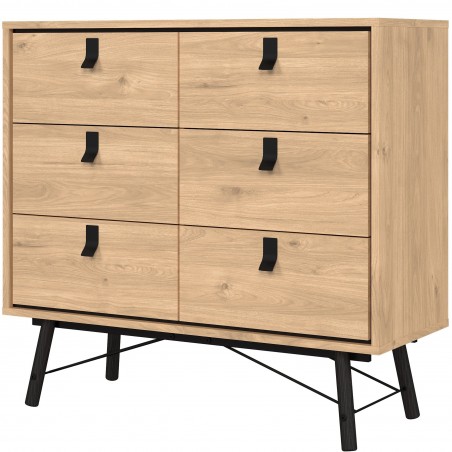 Tula Six Drawer Double Chest - Hickory Oak Angled View