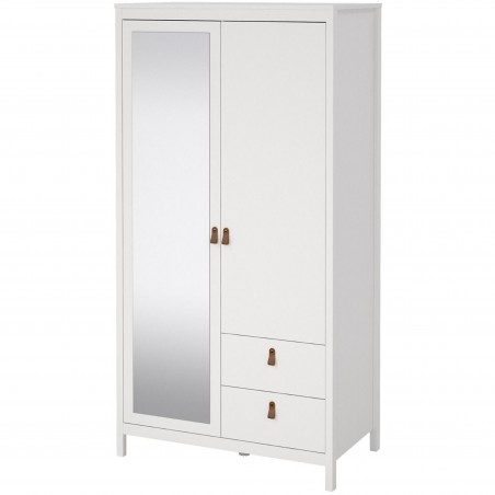 Barcelona Two Door Two Drawer Wardrobe - White Angled View