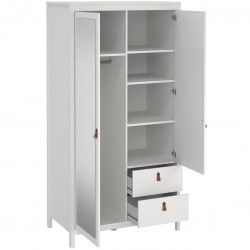 Barcelona Two Door Two Drawer Wardrobe - White Open View