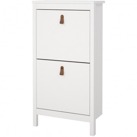 Barcelona Two Door Shoe Cabinet - White Angled View
