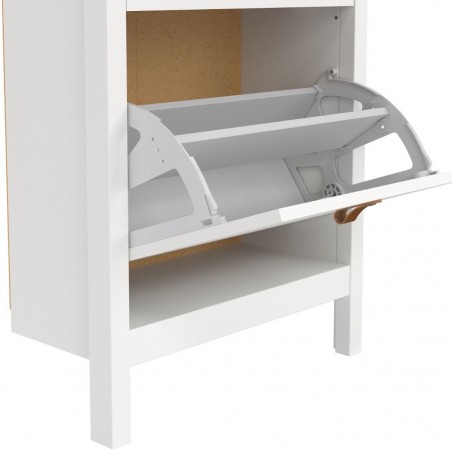 Barcelona Two Door Shoe Cabinet - White Compartment Detail