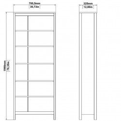Barcelona Tall Five Shelves Bookcase -  Dimensions 1