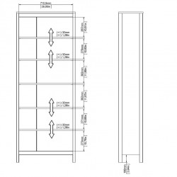 Barcelona Tall Five Shelves Bookcase -  Dimensions 2