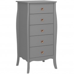 Baroque Five Drawer Narrow Chest - Grey/Gold