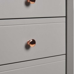 Baroque Five Drawer Narrow Chest - Grey/Gold Front Detail