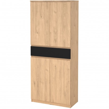 Naia Four Door One Drawer Shoe Cabinet - Hickory Oak Angled View