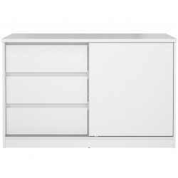 Naia One Door & Three Drawer Sideboard - Gloss White Front View