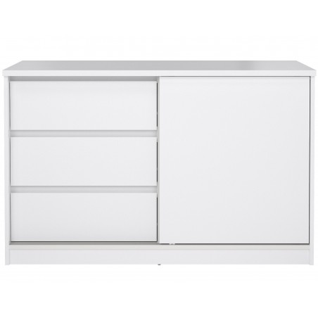 Naia One Door & Three Drawer Sideboard - Gloss White Front View