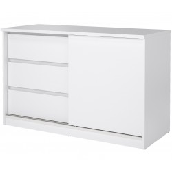 Naia One Door & Three Drawer Sideboard - Gloss White Angled View