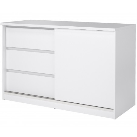 Naia One Door & Three Drawer Sideboard - Gloss White Angled View