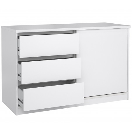 Naia One Door & Three Drawer Sideboard - Gloss White Open drawer View