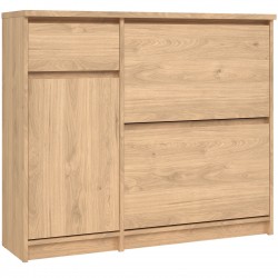 Naia Three Door One Drawer Shoe Cabinet - Hickory Oak
