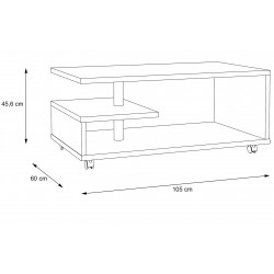 Bailey Designer Coffee Table on Wheels - Dimensions 1