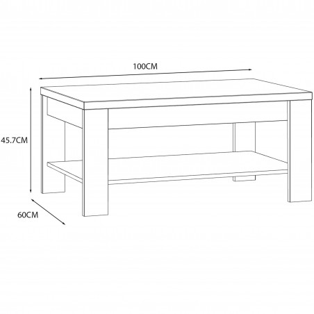 Bohol Large Coffee Table - Dimensions