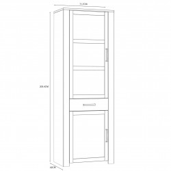 Bohol Two Door One Drawer Display Cabinet - Dimensions 1