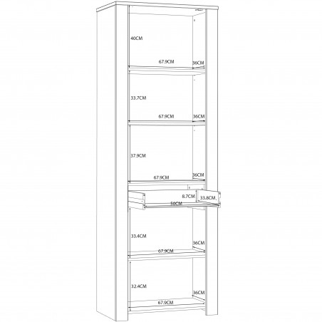 Bohol Two Door One Drawer Display Cabinet - Dimensions 2