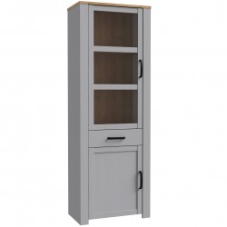 Bohol Two Door One Drawer Display Cabinet - Oak/Grey
